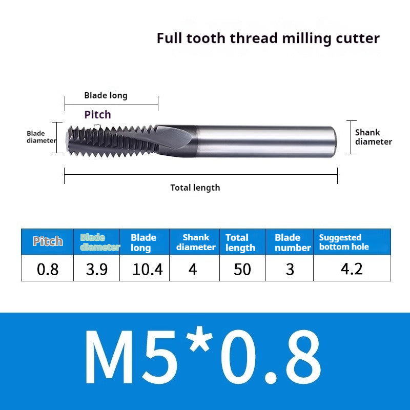 2034-65° three-tooth thread milling cutter, tungsten steel alloy end mill, tooth milling cutter, three-edged coating, M2M3M4M6 CNC cutter Shandong Denso Pricision Tools Co.,Ltd.